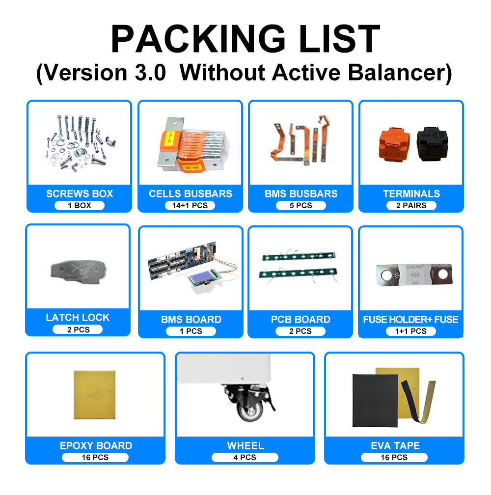 Poland Stock 3.0 Seplos Mason Lifepo4 Battery Kits 51.2V 280AH 310AH 320AH Case CAN RS485 Without Active Balancer