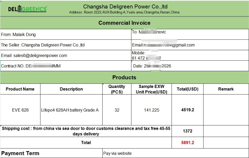 EU Stock Grade A+ EVE628AH Lifepo4 Battery 12V 24V 48V 96V 8kWh 16kWh 32kWh 64kWh DIY Rechargeable Battery Pack