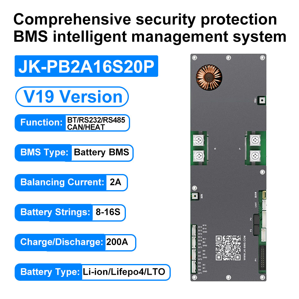 EU Stock JK V19 Lifepo4 Battery Case 51.2V 280AH 320AH 1P16S JK-PB2A16S20P CAN RS485 15kWh 16kWh DIY Solar Storage VAT Free