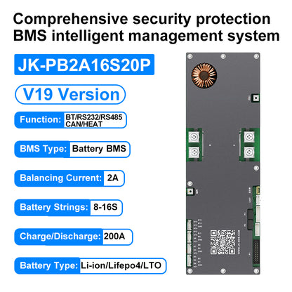 EU Stock JK V19 Lifepo4 Battery Case 51.2V 280AH 320AH 1P16S JK-PB2A16S20P CAN RS485 15kWh 16kWh DIY Solar Storage VAT Free