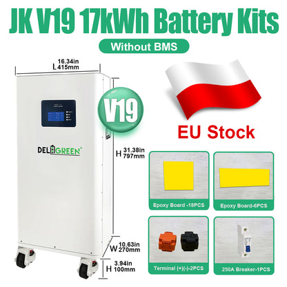EU 15kWh Lifepo4 DIY Battery Pack CATL280 Grade A EV Class JK V19 Box Home Solar Storage 2A Active Balancer V19 BMS Full Kits Vat Free