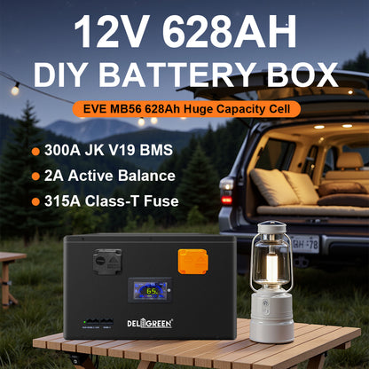 New 12V 628Ah DIY Battery Kit MB56 EVE628AH Rechargeable Cells 4S300A Smart BMS Golfcart Camping Van Solar Storage Battery