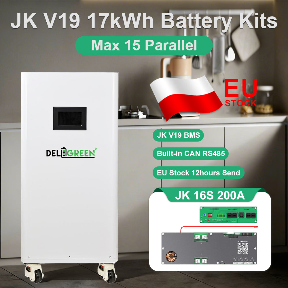 EU Stock JK V19 51.2V 280AH 320AH  Lifepo4 Battery Box 1P 16S JK-PB2A16S20P CAN RS485 15kWh 16kWh DIY Solar Storage VAT Free