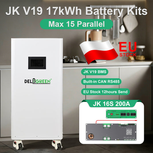 EU Stock JK V19 51.2V 280AH 320AH  Lifepo4 Battery Box 1P 16S JK-PB2A16S20P CAN RS485 15kWh 16kWh DIY Solar Storage VAT Free
