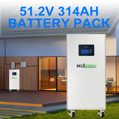 EU Stock Lifepo4 51.2V 314AH Battery 16kWh Assembled Battery Pack Heating Pad 3A Active Balancer Fire Extinguisher Tax Free