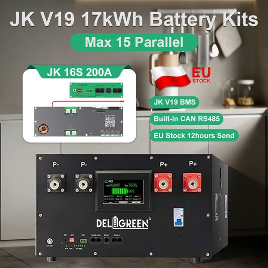 EU Stock JK V19 Lifepo4 Battery Case 51.2V 280AH 320AH 1P16S JK-PB2A16S20P CAN RS485 15kWh 16kWh DIY Solar Storage VAT Free