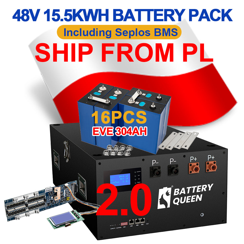 Poland Battery Pack 15.5KWH Lifepo4 Seplos Kits With 16pcs EVE304 Grade A+ Free Ship To EU