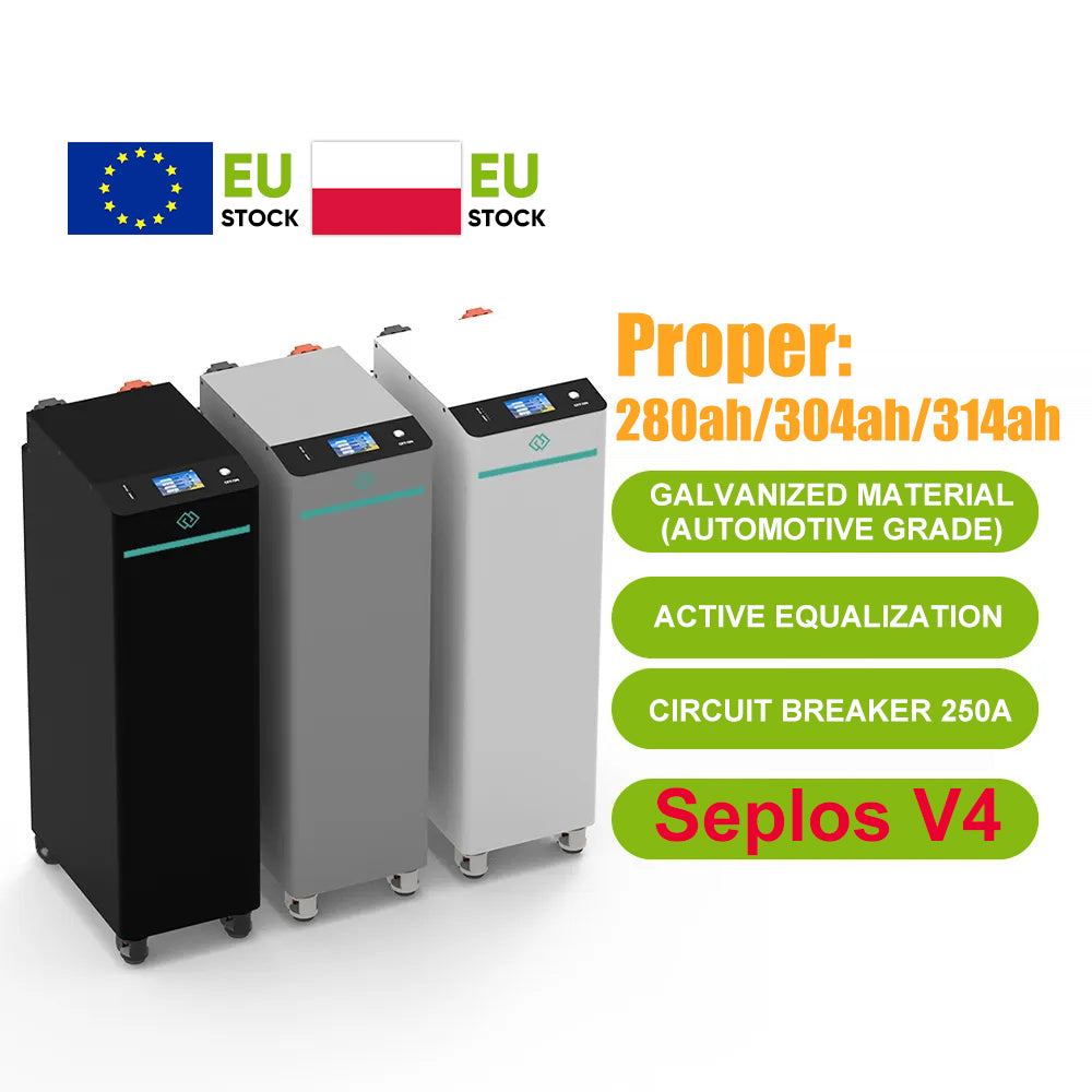EU 15kWh Lifepo4 Battery 48V EVE280 8000 Cycles Seplos V4 Kits RS485 CAN 10A Active Balancer Tax Free