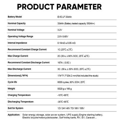 EU Lifepo4 Battery 17kWh DIY Pack EVE334 Grade A Seplos 3.0 Kits 2A Active Balancer CAN RS485 16 Parallel VAT Ship Free