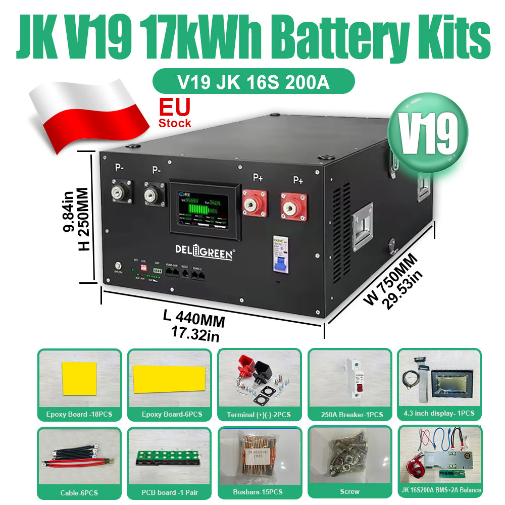 EU Stock Lifepo4 Battery 280AH 314AH 15kWh 16kWh JK V19 Stacked Kits CAN RS485 Tax Free Door to Door EU