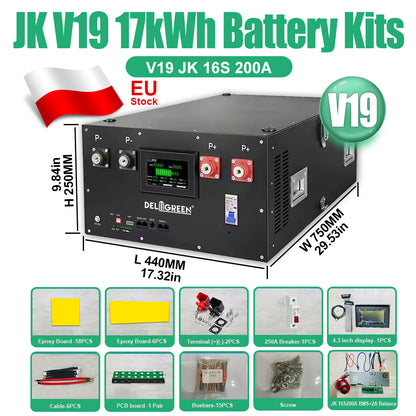EU Stock Lifepo4 Battery 280AH 314AH 15kWh 16kWh JK V19 Stacked Kits CAN RS485 Tax Free Door to Door EU