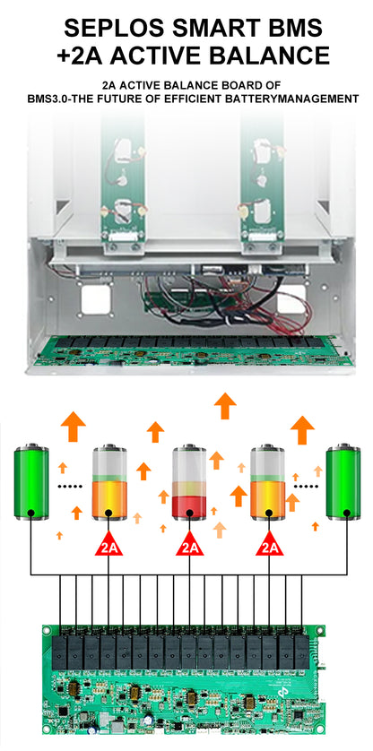 Poland Stock 16KWH Seplos 3.0 Kits 16S200A Smart BMS With 2A Active Balancer EVE314AH Grade A+ MB31 Lifepo4 Battery Tax Free To EU