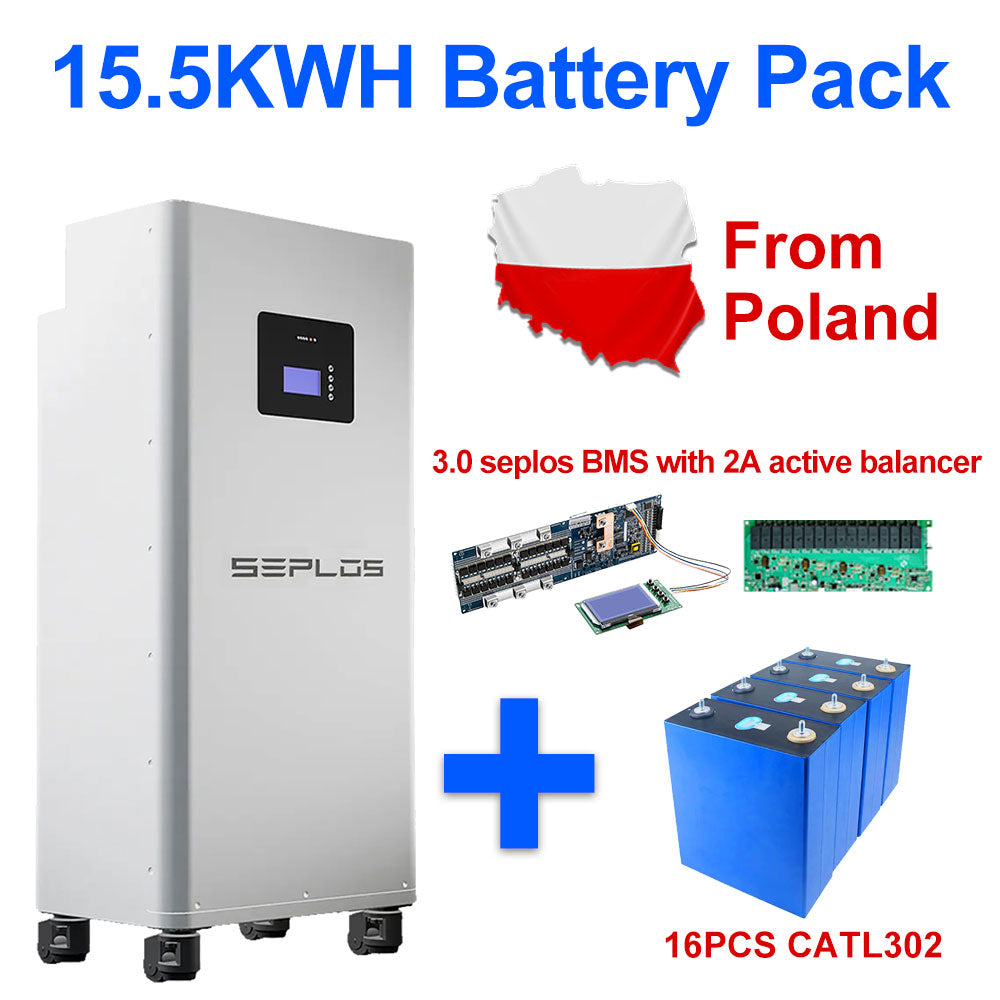 Poland Stock Catl302 Grade A+ Lifepo4 Battery 15.5KWH Seplos 3.0 Kits With 2A Active Balancer Tax Free