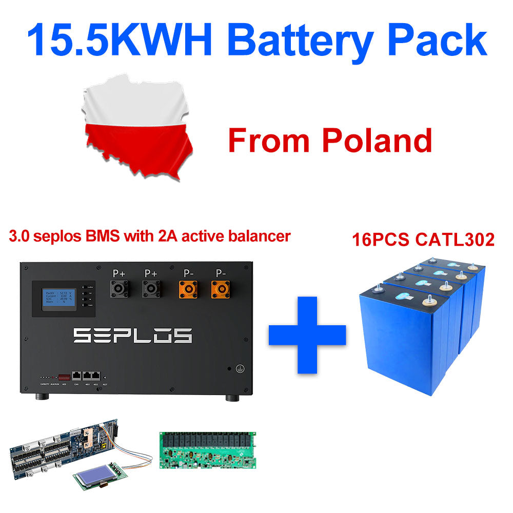 Poland Stock Catl302 Grade A+ Lifepo4 Battery 15.5KWH Seplos 3.0 Kits With 2A Active Balancer Tax Free