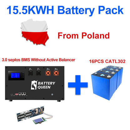 Poland Stock Catl302 Grade A+ Lifepo4 Battery 15.5KWH Seplos 3.0 Kits With 2A Active Balancer Tax Free