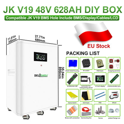 EU 32kWh Finished Lifepo4 Battery Pack JK V19 BMS 48V EVE628 CAN RS485 2A Active Balancer Tax Shipping Free