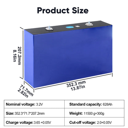 EU Stock Grade A+ EVE628AH Lifepo4 Battery 12V 24V 48V 96V 8kWh 16kWh 32kWh 64kWh DIY Rechargeable Battery Pack