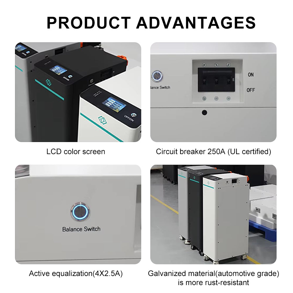 EU 15kWh Lifepo4 Battery 48V EVE280 8000 Cycles Seplos V4 Kits RS485 CAN 10A Active Balancer Tax Free