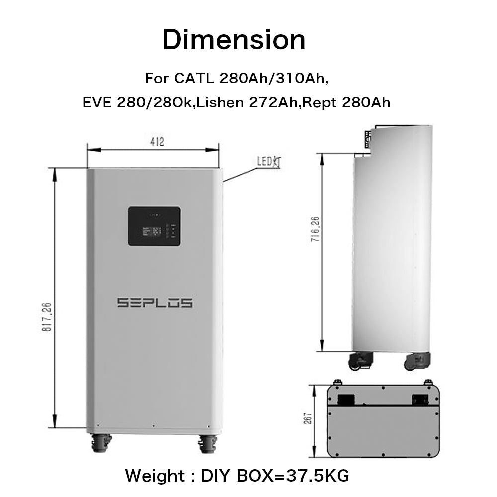 Poland Stock CALB280 9000 Cycles Grade A+ Seplos 3.0 BMS Kits With 2A Active Balancer Free Shipping To EU