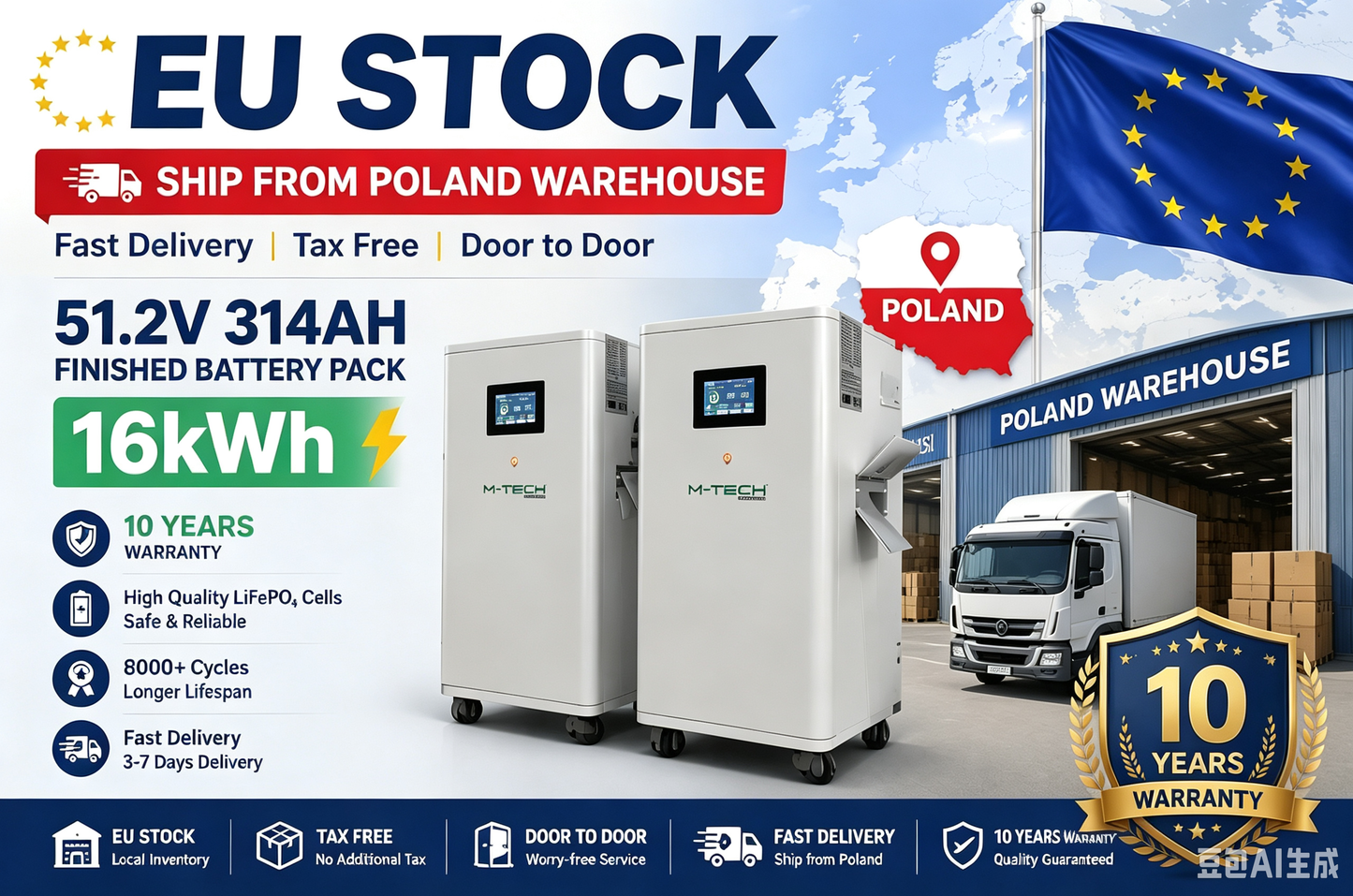 EU Stock 16kWh Finished Battery Pack 51.2V314AH Lifepo4 Battery CATL314 Grade A 8000 Cycles JK V19 BMS Shipping Free