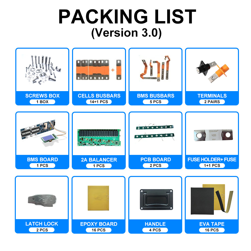 EU 15kWh DIY Lifepo4 Battery Pack CATL280 48V Battery Seplos 3.0 Kits CAN RS485 2A Active Balancer Tax Free Home Solar 10 Years Warranty