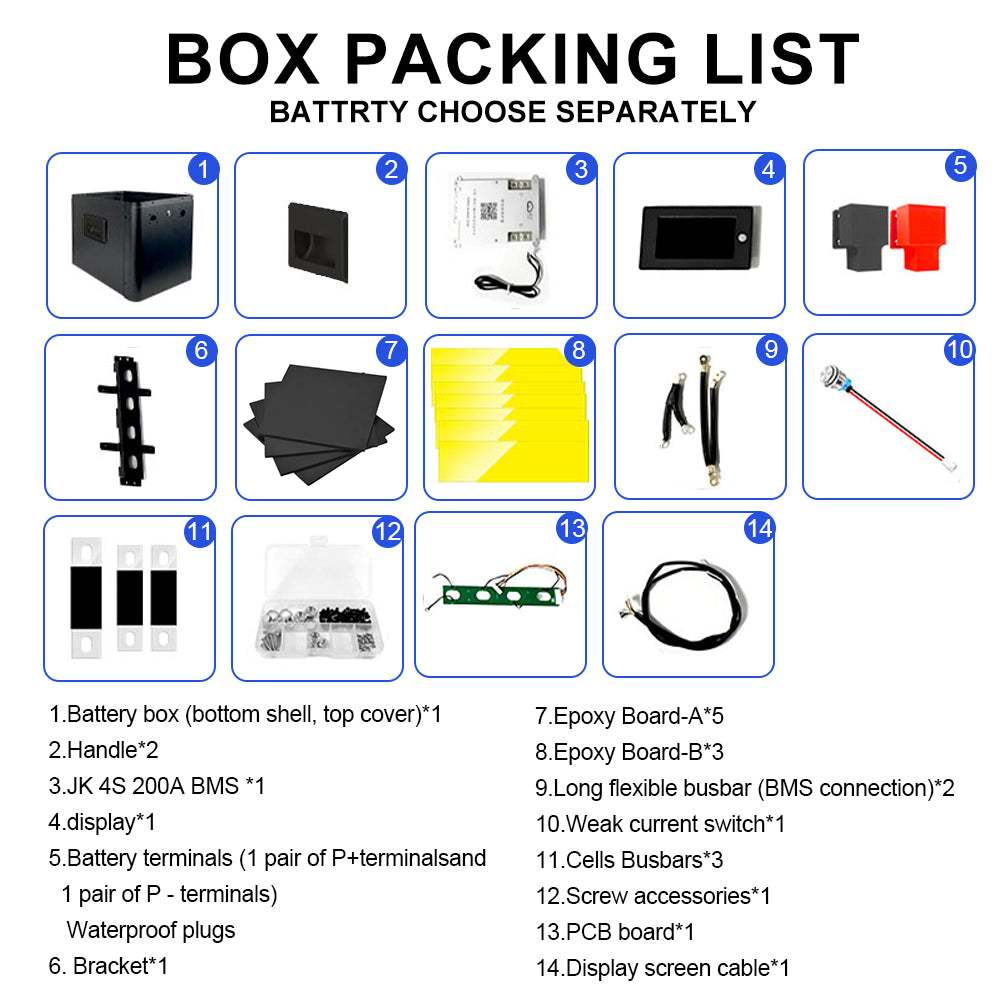 EU Stock JK V19 12V280AH 320AH Lifepo4 Battery Kits JK-B1A8S20P 200A BMS CAN RS485 1P4S DIY Solar Storage Protable Case