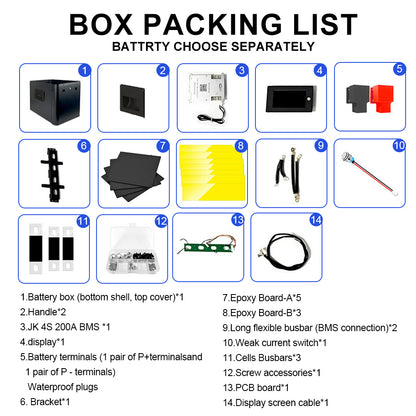EU Stock JK V19 12V280AH 320AH Lifepo4 Battery Kits JK-B1A8S20P 200A BMS CAN RS485 1P4S DIY Solar Storage Protable Case