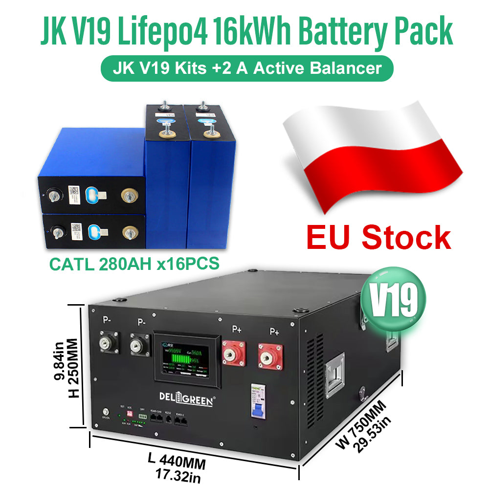 EU Stock Lifepo4 Battery 280AH 314AH 15kWh 16kWh JK V19 Stacked Kits CAN RS485 Tax Free Door to Door EU