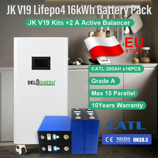 EU 15kWh Lifepo4 DIY Battery Pack CATL280 Grade A EV Class JK V19 Box Home Solar Storage 2A Active Balancer V19 BMS Full Kits Vat Free