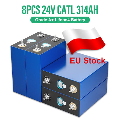EU Stock CATL314AH Lifepo4 Battery 12V 24V 48V 96V Grade A+ 10 Years Warranty EV Class VAT Free