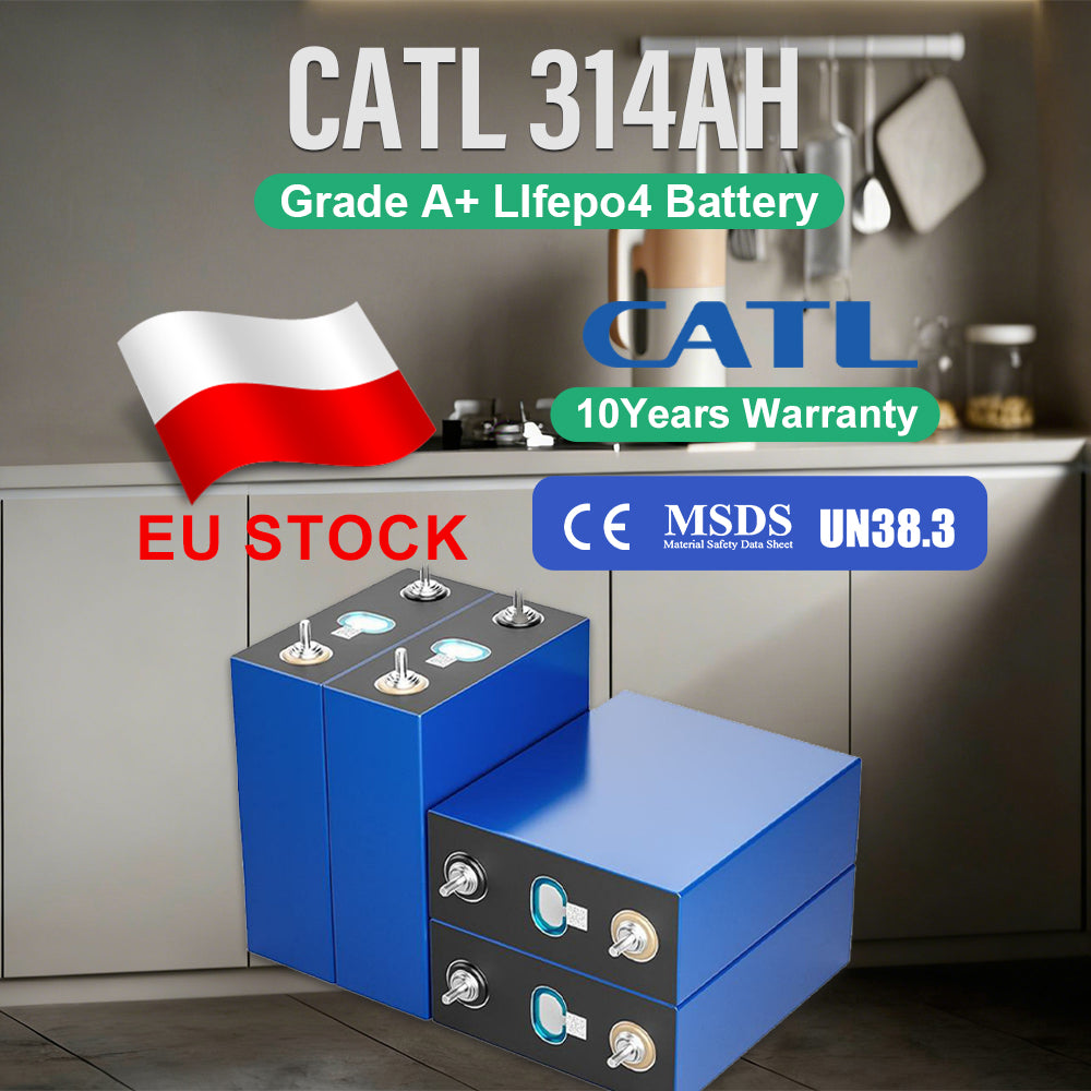 EU Stock CATL314AH Lifepo4 Battery 12V 24V 48V 96V Grade A+ 10 Years Warranty EV Class VAT Free