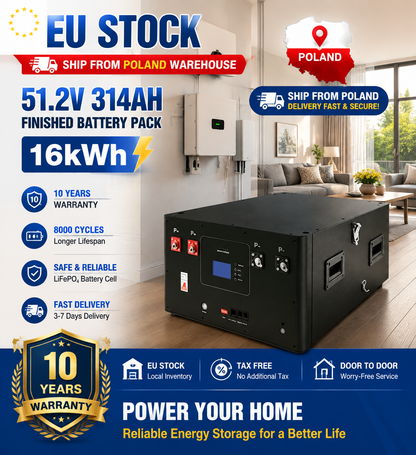 EU Stock 16kWh Assembled Battery Pack Max 16 Paralle Grade A 8000 Cycles 10 Years Warranty Free Shipping