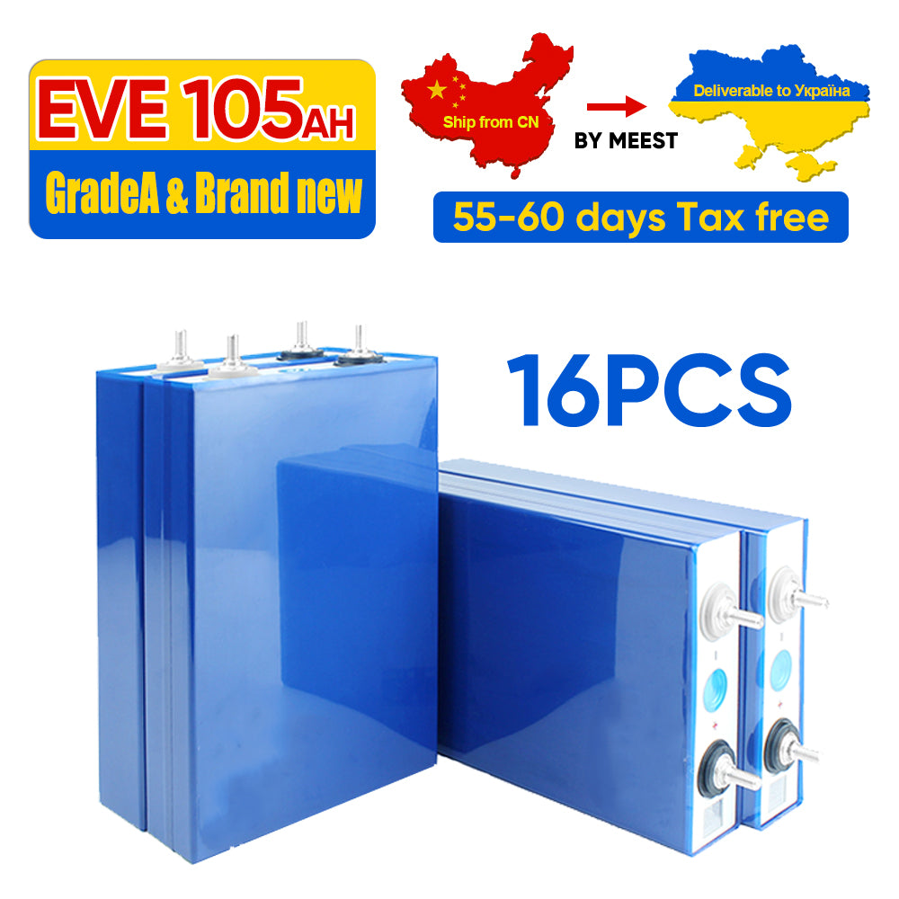 Ukraine Tax Free EVE105AH Grade A+ Lifepo4 Battery 12V 24V 48V 96V Home Solar Ship Free By Meest