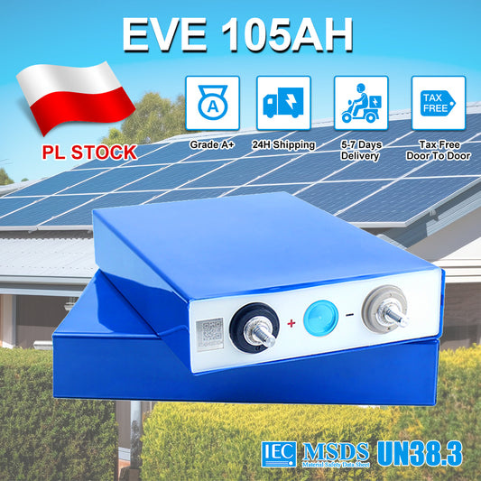 Poland Stock Lifepo4 EVE 105AH 100AH Battery Grade A Power Bank Lifepo4 Battery 12V 24V 48V Rechargeable Batteries For Solar