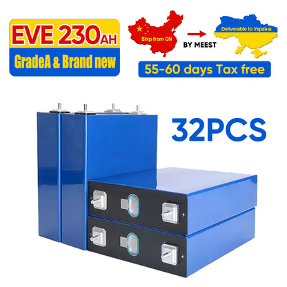 Ukraine EVE230 Lifepo4 Battery 12V 24V 48V 96V Grade A+ Battery Tax Free By Meest