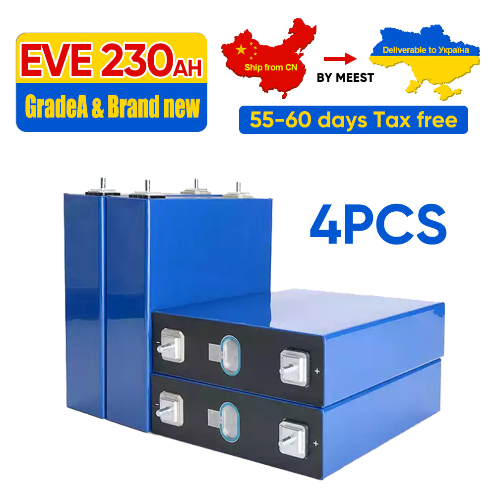 Ukraine EVE230 Lifepo4 Battery 12V 24V 48V 96V Grade A+ Battery Tax Free By Meest