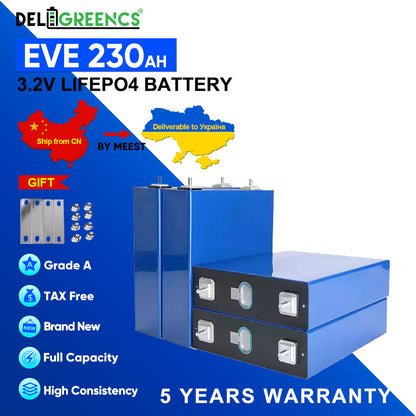 Ukraine EVE230 Lifepo4 Battery 12V 24V 48V 96V Grade A+ Battery Tax Free By Meest