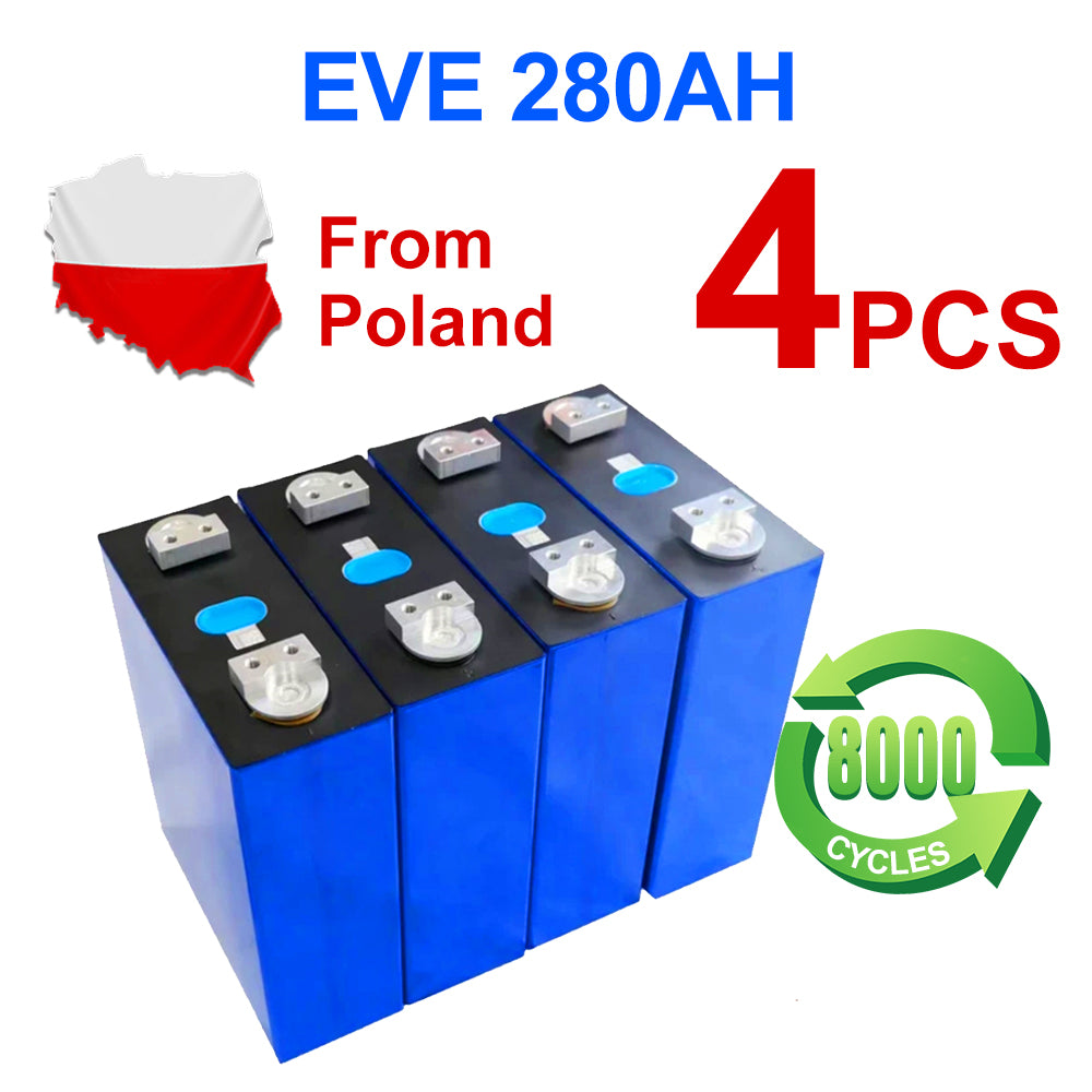 Poland Stock Lifepo4 Battery EVE280K 4 Hole Stud Battery 12V 24V 48V 96V Grade A+ Free Shipping Home Solar