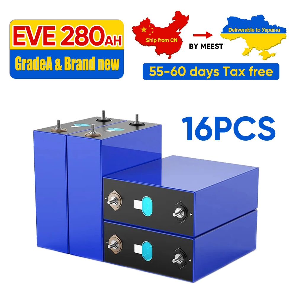 Ukraine Tax Free EVE280K 12V 24V 48V 96V Grade A Lifepo4 Battery Home Solar Free Shipping