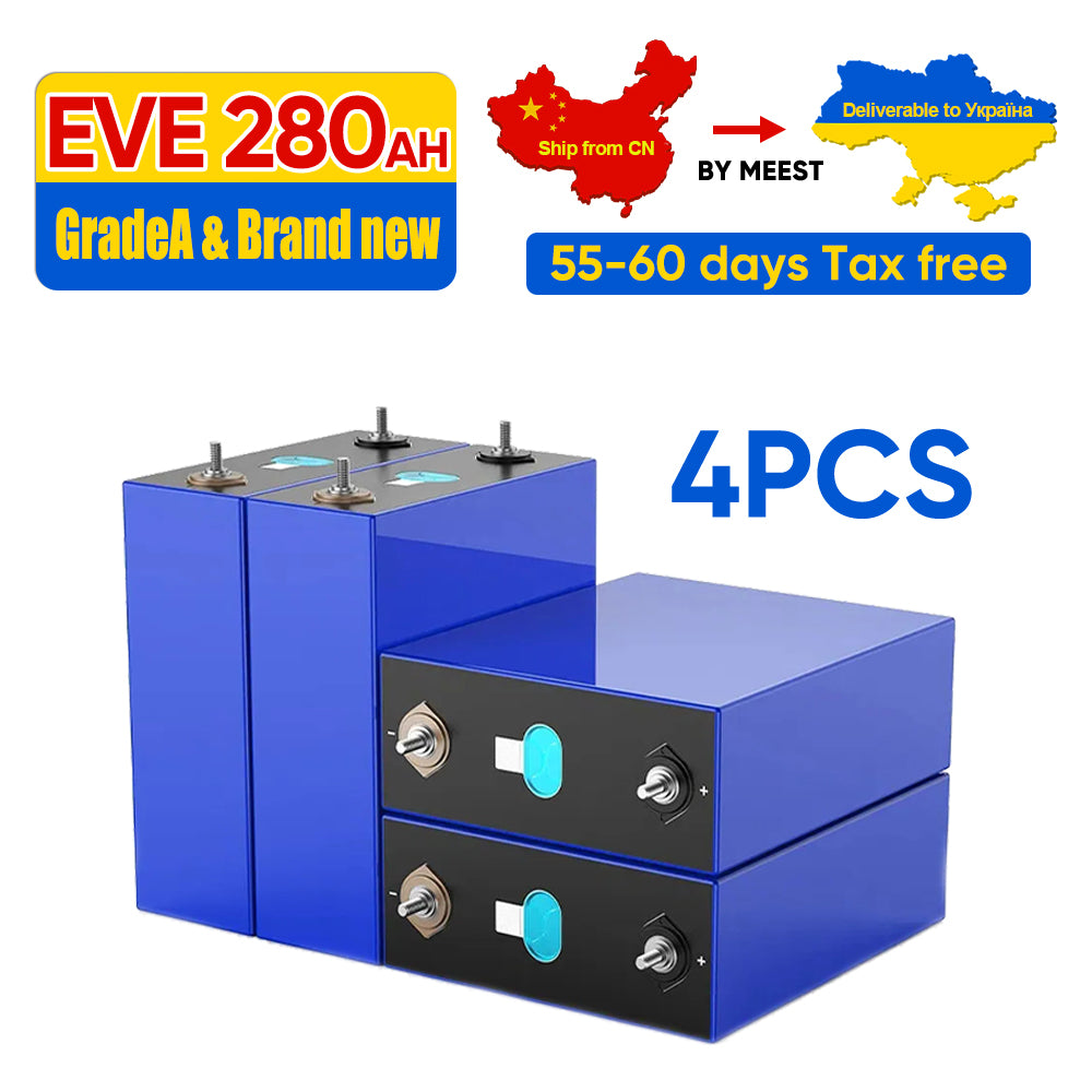 Ukraine Tax Free EVE280K 12V 24V 48V 96V Grade A Lifepo4 Battery Home Solar Free Shipping