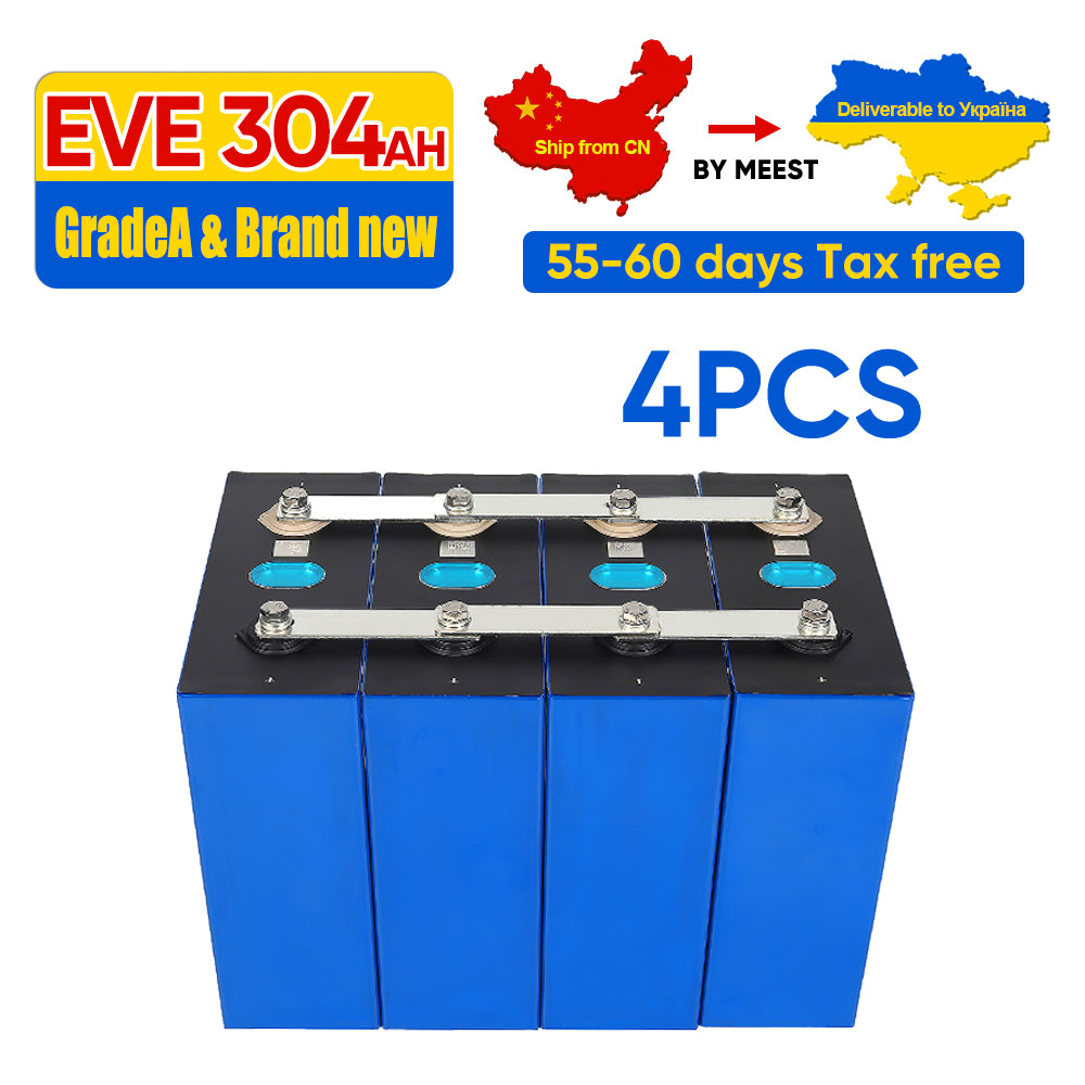 Ukraine Grade A+ Lifepo4 Battery EVE304AH 12V 24V 48V 96V Tax Free By Meest Home Solar