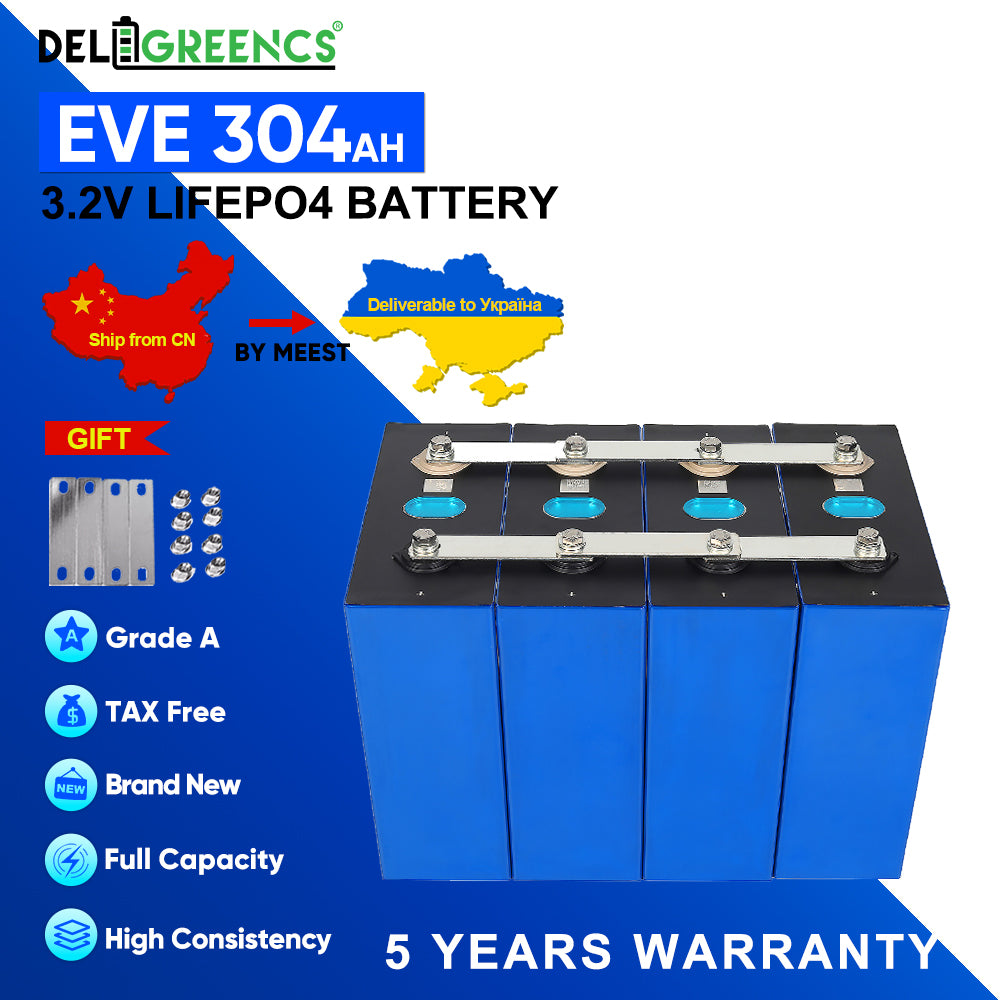 Ukraine Grade A+ Lifepo4 Battery EVE304AH 12V 24V 48V 96V Tax Free By Meest Home Solar