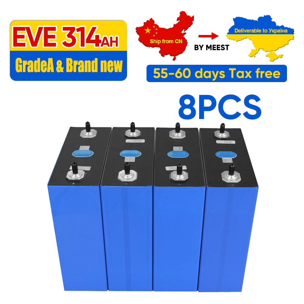 Ukraine Tax Free EVE314AH Grade A+ Lifepo4 Battery 12V 24V 48V 96V Rechargeable Battery Free Ship