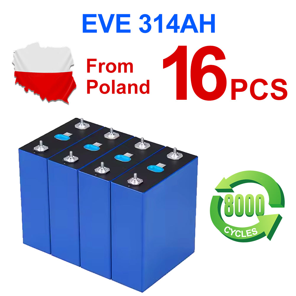 Poland Stock EVE314AH Grade A+ Lifepo4 Battery 8000 Cycles Tax Free Rechargeable Battery Home Solar