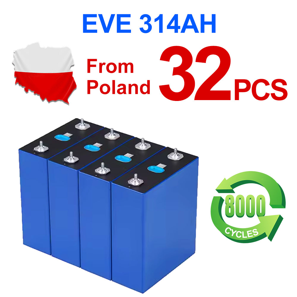 Poland Stock EVE314AH Grade A+ Lifepo4 Battery 8000 Cycles Tax Free Rechargeable Battery Home Solar