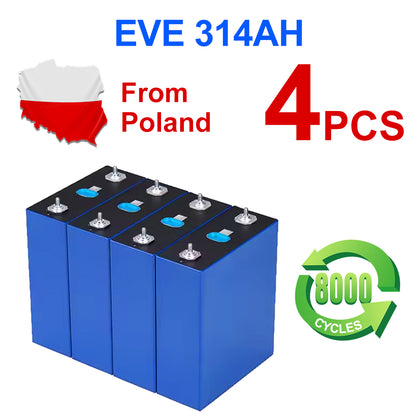 Poland Stock EVE314AH Grade A+ Lifepo4 Battery 8000 Cycles Tax Free Rechargeable Battery Home Solar