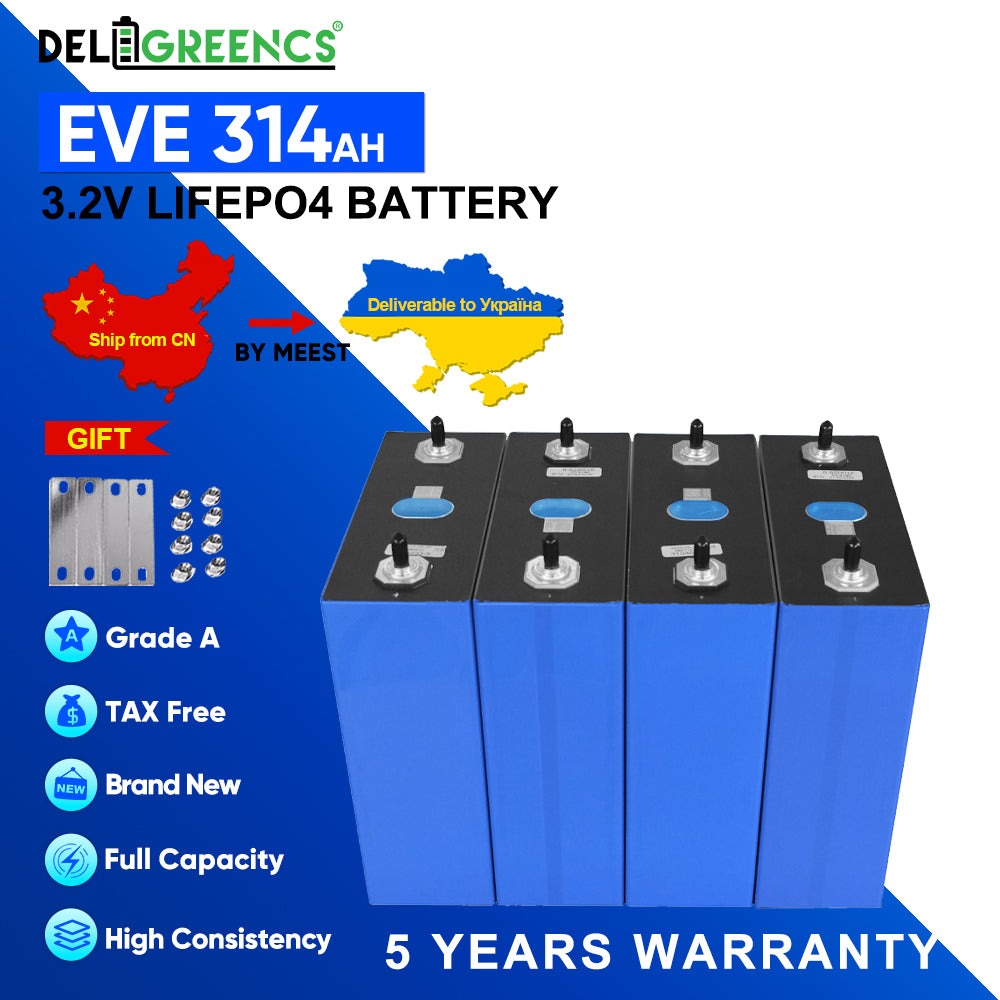 Ukraine Tax Free EVE314AH Grade A+ Lifepo4 Battery 12V 24V 48V 96V Rechargeable Battery Free Ship