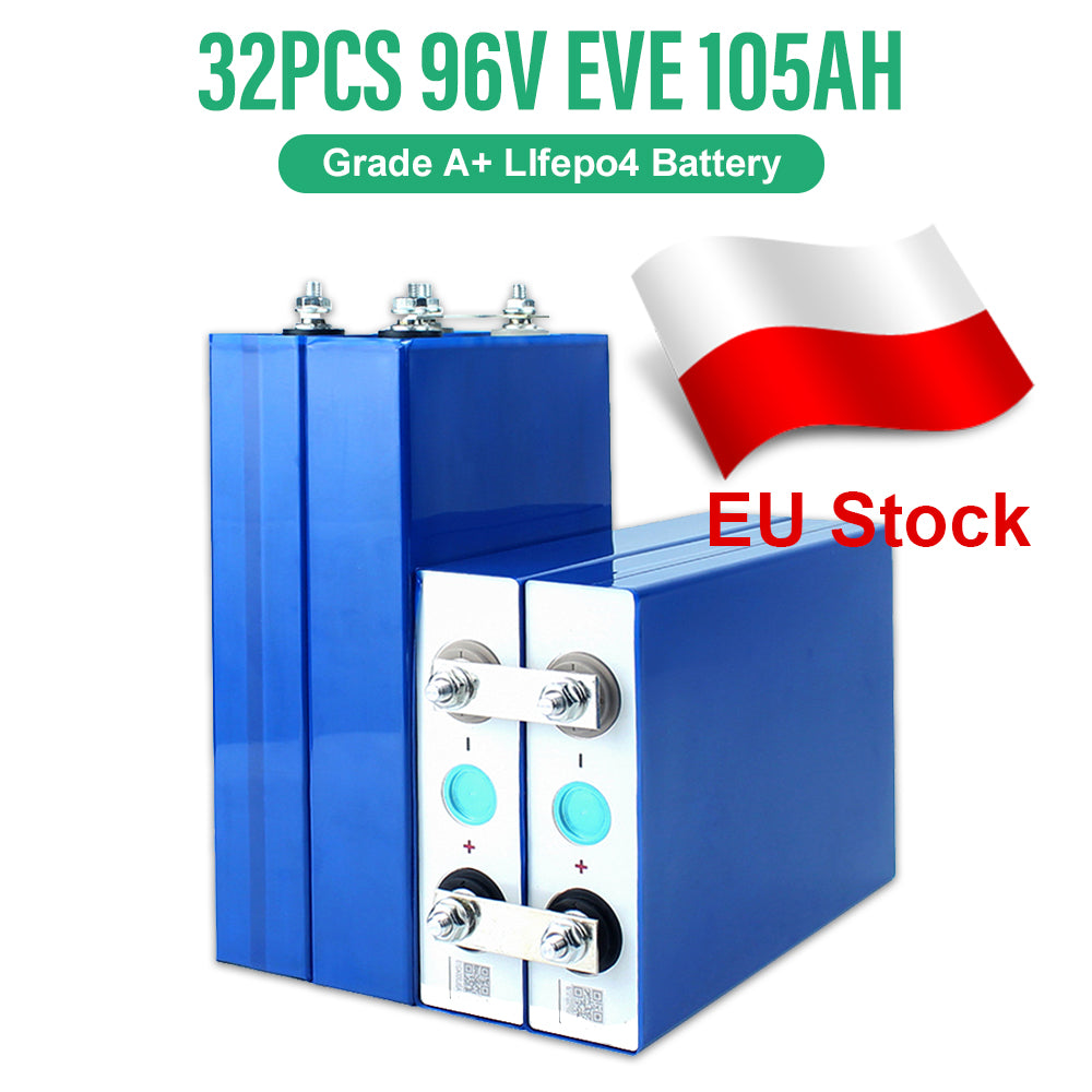 EU Stock Lifepo4 Battery EVE105 Grade A+ EV Class 12V 24V 48V Rechargeable Battery VAT Free