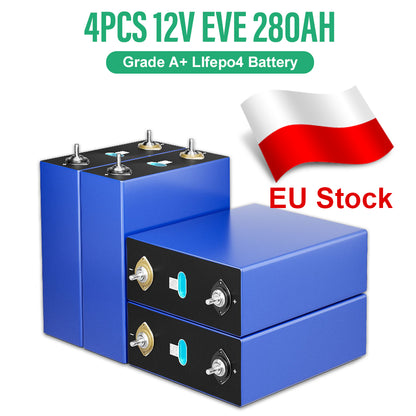 EU Stock Grade A+ EVE280K EV Class 10 Years Warranty 8000 Cycles 12V 24V 48V 96V Rechargeable Battery VAT Free