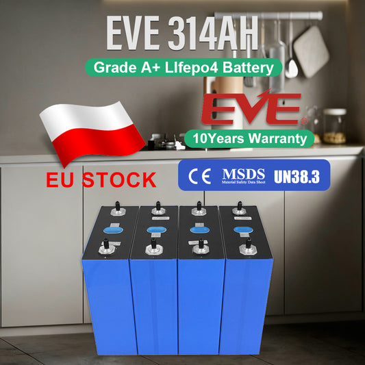 EU Stock EVE314 Lifepo4 Battery Grade A+ EV Class 10 Years Warranty 8000 Cycels MB31 12V 24V 48V 96V Vat Free